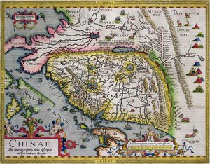 أول خريطة أطلس غربي للصين ، من أطلس Ortelius Theatrum ، 1584